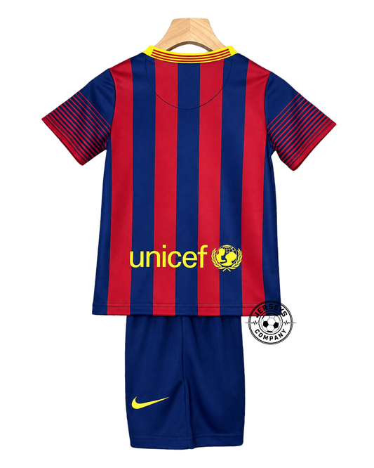 Kit Infantil Barcelona 1 Retrô Camisa e Short 2013 / 2014
