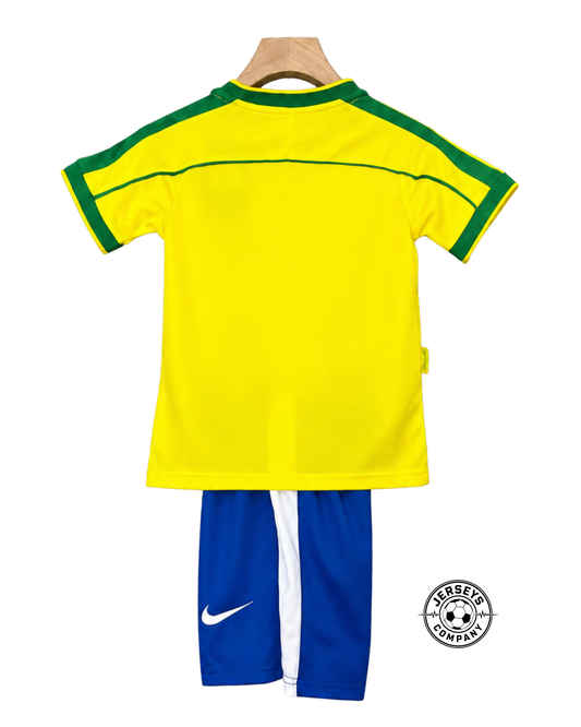 Brasil Retrô 1998 - Conjunto Uniforme Infantil Importado de Futebol
