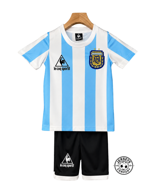 Argentina Home Retro 1986 Kids Kit - Le Coq Sportifit