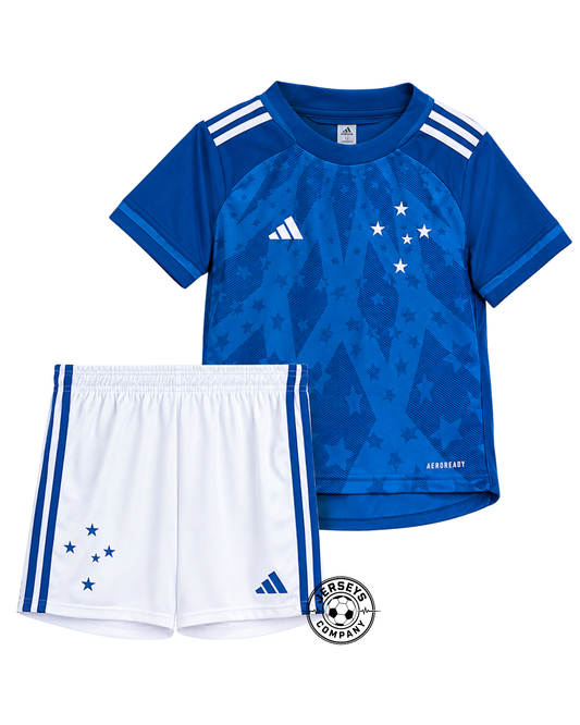 Kit Uniforme de Futebol do Cruzeiro I 2024 adidas Infantil