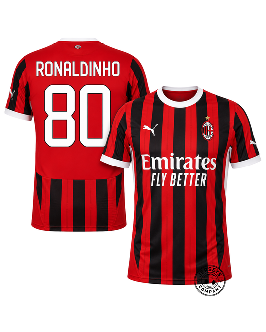 AC Milan Ronaldinho 80 Home Fan Jersey 2024/25 UCL UEFA Foundation