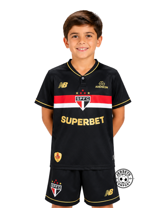 Conjunto Infantil São Paulo 2025 Third Preta