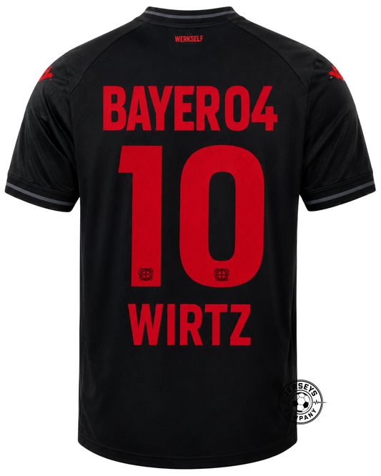 Bayer 04 Leverkusen Wirtz 10 Home Fan Jersey 2023/24 Patches UCL UEFA Foundation (Official Printing)