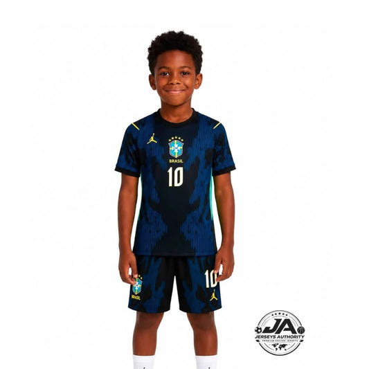 Brazil World Cup 2026 Kids Kit Neymar Jr. #10 Away Jersey